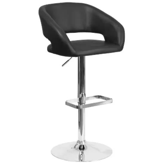 Flash Furniture Contemporary Vinyl Adjustable Height Barstool with Rounded Mid-Back image {11}