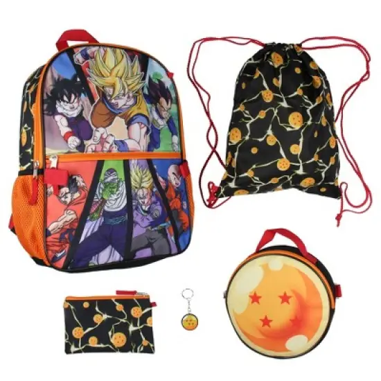 Dragon Ball Z Backpack Lunch Box Drawstring Bag Keychain Pencil Case 5 Pc Set image {6}