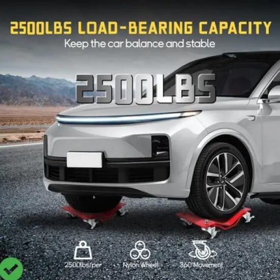 Car Dolly Set of 2 5000 LBS Capacity Wheel Dolly Heavy Duty Vehicle Dolly for Moving Car w/2.5 Inch Nylon Wheels Bolts Resist image {1}