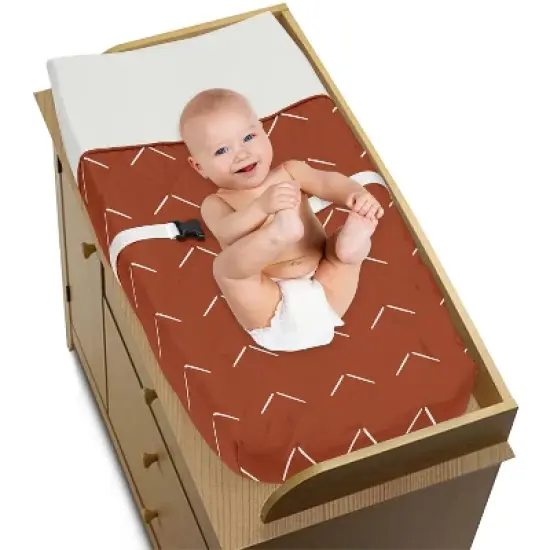 Sweet Jojo Designs Boy or Girl Gender Neutral Unisex Changing Pad Cover Diamond Tuft Orange and White image {2}