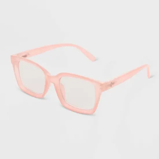 Women's Shiny Plastic Rectangle Blue Light Filtering Glasses - Universal Thread&trade; Rose Pink image {1}