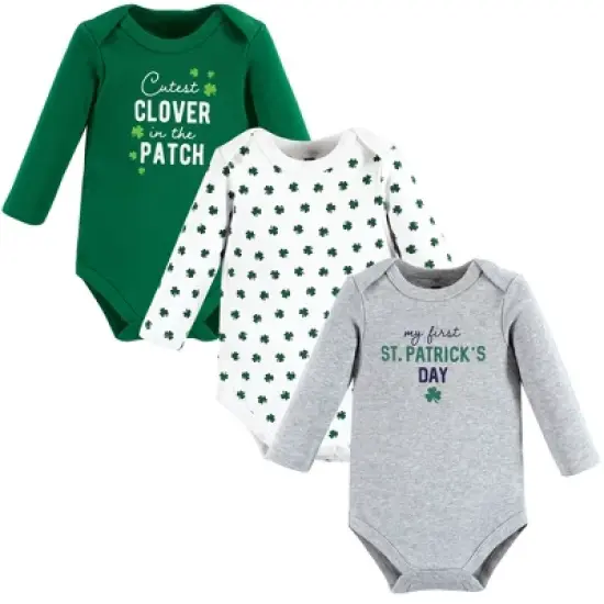 Hudson Baby Infant Boy Cotton Long-Sleeve Bodysuits, Cutest Clover image {7}