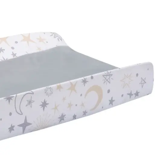 Lambs & Ivy Goodnight Moon White/Gray Changing Pad Cover - Moons/Stars image {1}