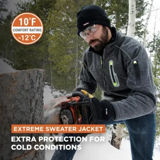 RefrigiWear Mens Warm Fleece Lined Extreme Sweater Jacket with Reflective Piping image {1}