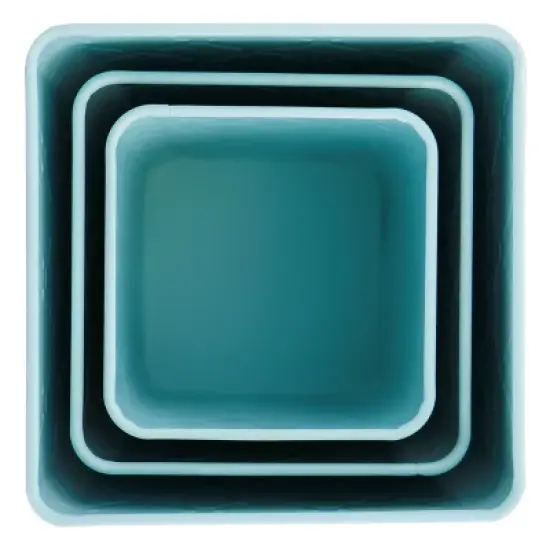 MegaChef 3 Piece Square Iron Canister Set in Turquoise image {1}