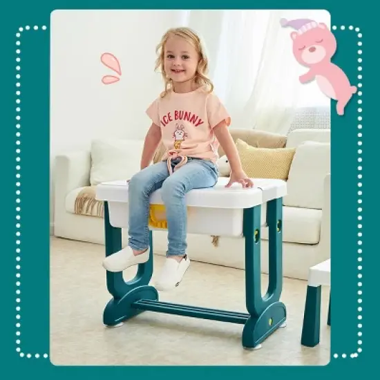 Costway 5 in 1 Kids Activity Table Set w/ Chair Toddler Luggage Building Block Table image {2}