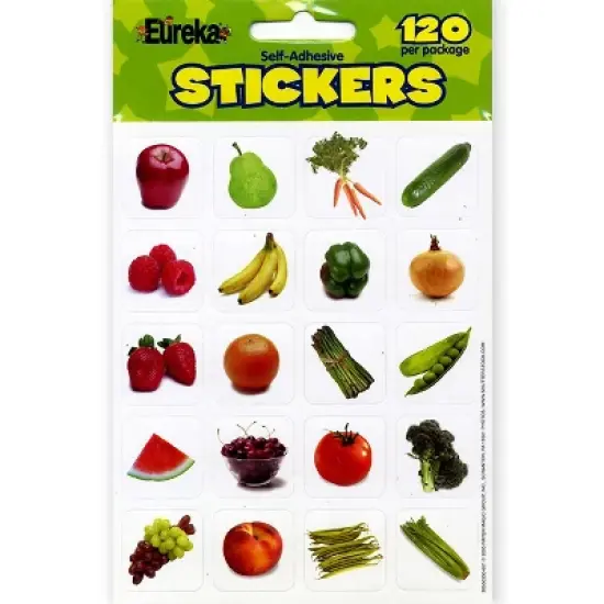 Eureka Fruits & Vegetables Theme Stickers 120 ct. (EU-655033) image {1}