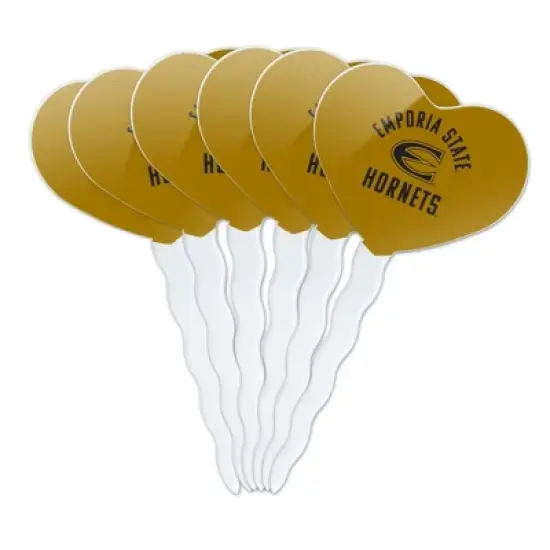 Emporia State University Hornets Heart Love Cupcake Picks Toppers Decoration Set of 6 image {7}