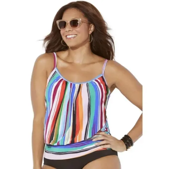 Swimsuits for All Women&rsquo;s Plus Size Lightweight Blouson Tankini Top image {5}