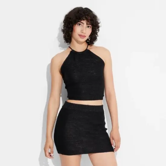 Women's Open Back High Neck Sweater Tank - Wild Fable&trade; Black image {1}