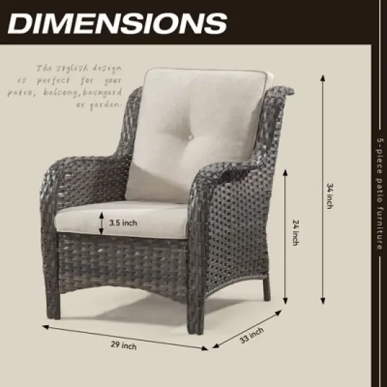 UPTIOT 4 Piece Multiple Chairs Seating Group with Cushions image {2}