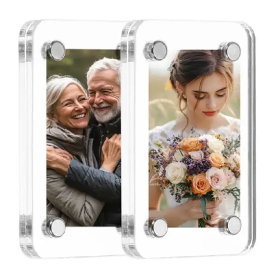 Unique Bargains Double Sided Fujifilm Mini Picture Acrylic Fridge Magnetic Frames 2 Pcs image {6}