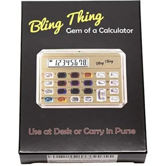 Gemstone Pocket Calculator | Gold | Compact | Cute Fun Charming | Large Colorful Crystal Bling Buttons image {2}