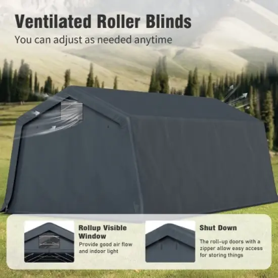 Captiva Designs Outdoor Portable Storage Shelter - Choose Between Two Spacious Garage Tents with Roll-Up Zipper Doors image {5}
