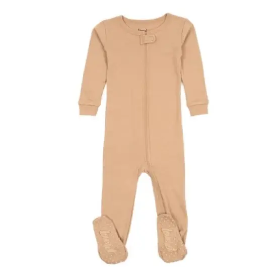 Leveret Toddler Footed Cotton Solid Neutral Color Pajamas image {13}