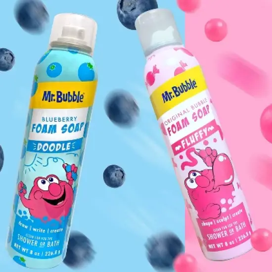 Mr. Bubble 2pk Twin Foam Soap - Blueberry/Original Bubble - 16 fl oz image {2}