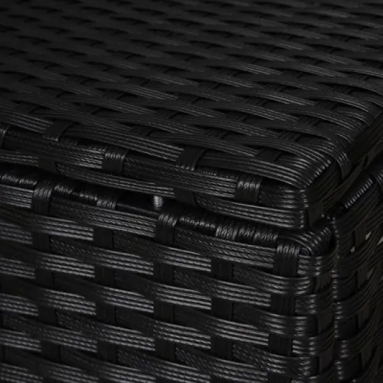 Outsunny 2 Pc 20" Outdoor PE Rattan Wicker Ottoman, Fade-Resistant Patio Footrest with Soft Cushion, Steel Frame, Black, White image {4}