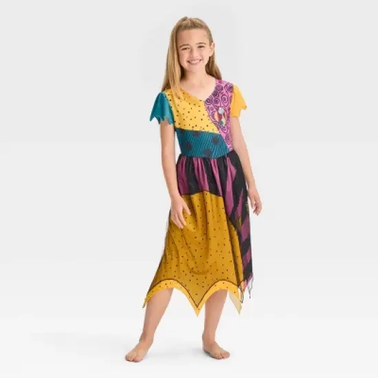 Girls' The Nightmare Before Christmas Sally Dress Up NightGown - Black/Yellow/Teal Green image {2}