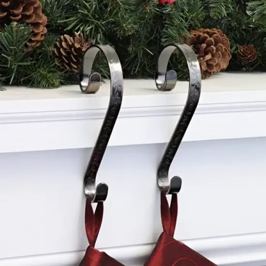 Haute Decor 2ct Bronze Stocking Scrolls Christmas Stocking Holder: Mantel Grip, Swivel Design, Holds 10lbs image {2}