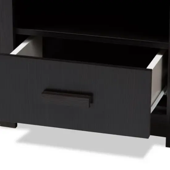 Bienna Modern and Contemporary Finished 1 Drawer Nightstand Dark Brown - Baxton Studio image {5}