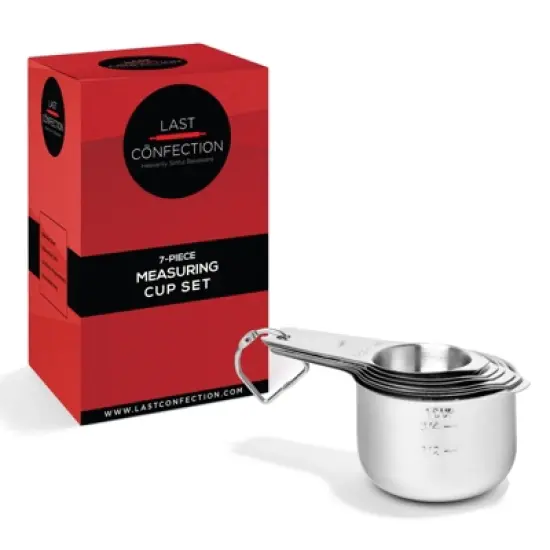 Last Confection 7-Piece Stainless Steel Measuring Cup Set - Includes 1/8 Cup Coffee Scoop - Measurements for Spices, Cooking & Baking Ingredients image {3}
