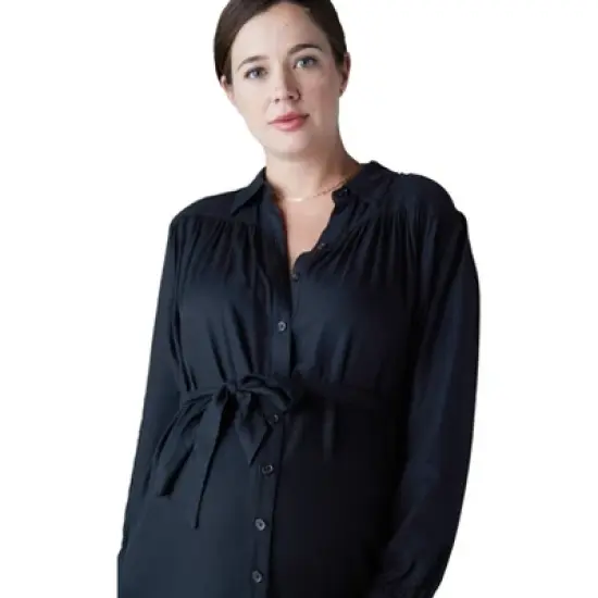 Ingrid & Isabel Maternity Belted Drape Shirt Dress image {5}