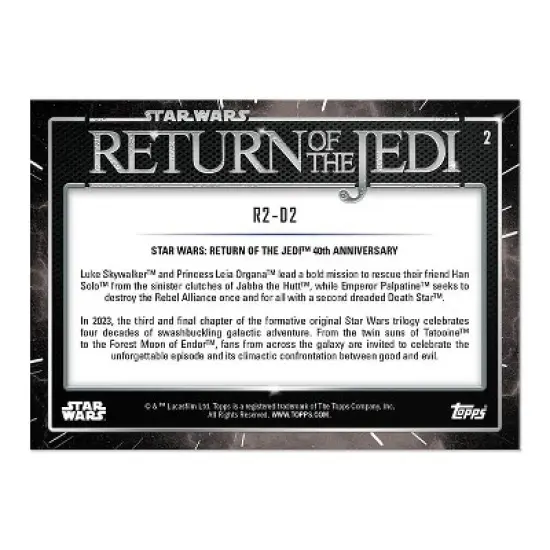 Topps Star Wars ROTJ 40th Anniversary 2023 Card #2 | R2-D2 image {1}