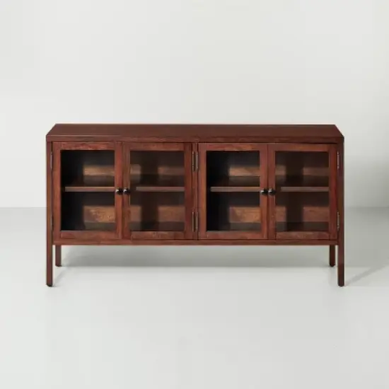 Wood & Glass 4-Door Sideboard Buffet Cabinet - Brown - Hearth & Hand&trade; with Magnolia image {2}