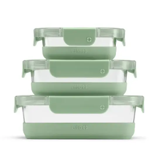 Ello 6pc Glass Refresh Mixed Food Storage Set Green: Oven & Microwave Safe, Dishwasher Safe, Lifetime Warranty image {5}