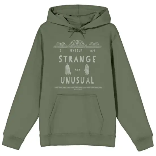 Beetlejuice "I Myself Am Strange and Unusual" Men's Olive Green Graphic Hoodie image {6}