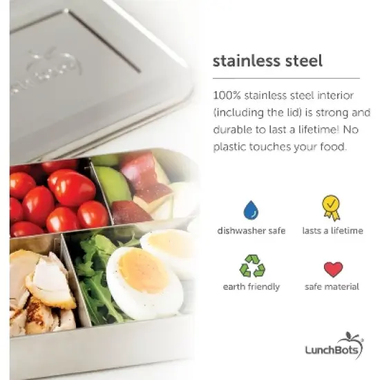 LunchBots Large Trio Stainless Steel Bento Box image {2}