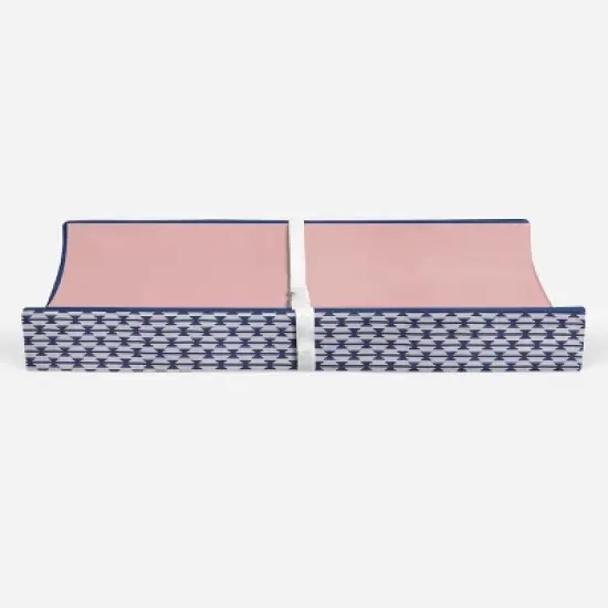 Bacati - Emma Solid Coral/Navy Quilted Changing Pad Cover image {5}