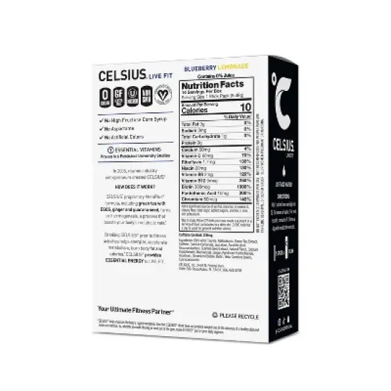 CELSIUS On The Go Powder Sticks Blueberry Lemonade Essential Energy - 14pk Sticks image {1}