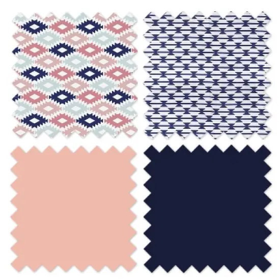 Bacati - Emma Crib Rail Guard Covers Set of 2 Coral/Mint/Navy image {5}