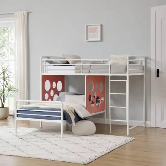 Twin Modern Cut-Out L-Shaped Metal Bunk Bed - Saracina Home image {1}