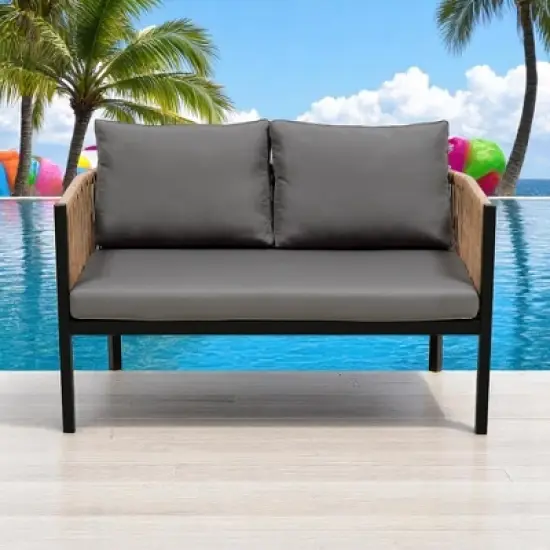 Modular Multi-Person Outdoor Sofa Set with Tempered Glass Table &acirc;&acirc;&sbquo;?Ideal for Garden, Backyard, and Balcony image {14}