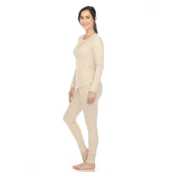 White Mark Women's Waffle Pajama Set image {1}