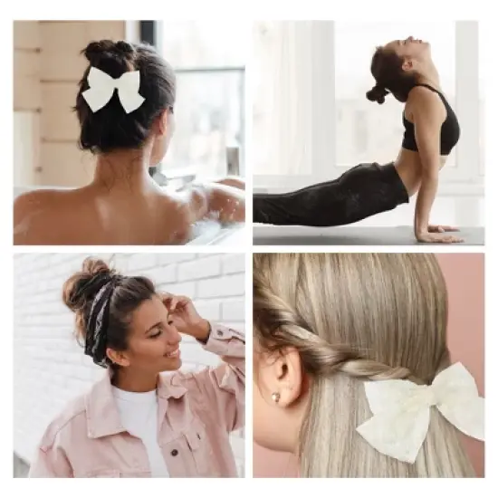 Unique Bargains Large Lace Bowknot Hair Clips Beige 2 Pcs image {5}