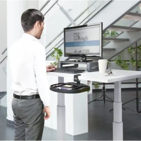 Clamp-On Desk Organizer &ndash; 13.5&rdquo; Swivel Pen Tray with 4 Storage Compartments &ndash; Black &ndash; Stand Steady image {2}