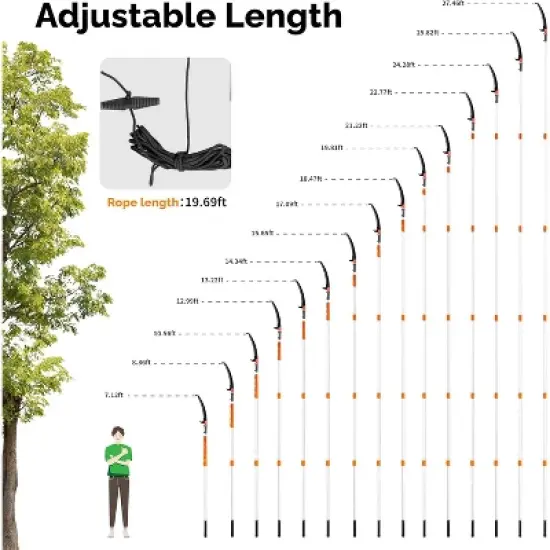 VINGLI 26ft Manual Extendable Tree Pruner Pole Saw, Tree Cutter with 5-section for Pruning Palms and Shrubs image {5}