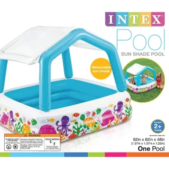 Intex 5.2ft x 5.2ft x 48in Inflatable Ocean Scene Sun Shade Kids Pool (2 Pack) image {5}