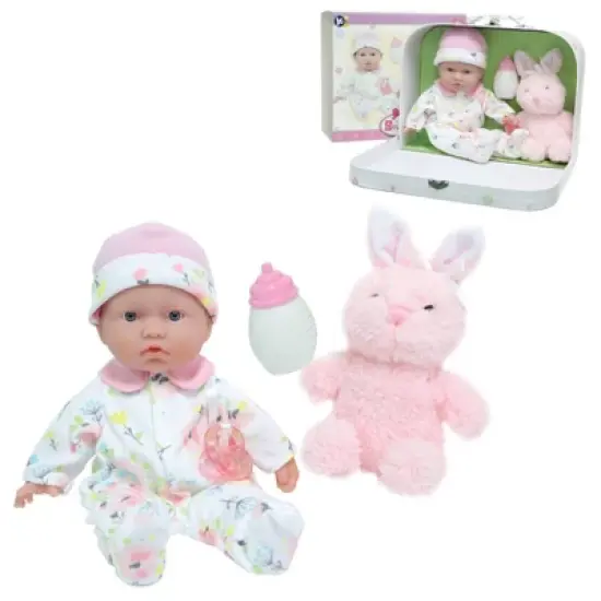 JC Toys La Baby 11" Soft Body Play Doll Body Travel Case Gift Set in Pink image {3}