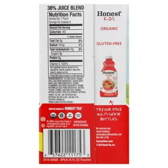 Honest Kids Super Fruit Punch Organic Juice Drinks - 8pk/6.75 fl oz Pouches image {7}