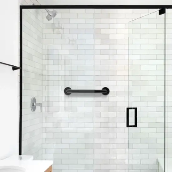 Built Industrial 2 Pack Grab Bars for Bathtubs and Showers, 12 Inch Anti-Slip Handle for Elderly, Handicap, Seniors, Black image {1}