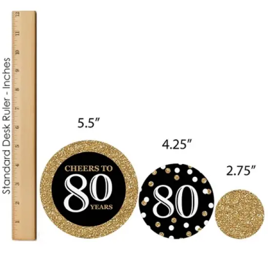 Big Dot of Happiness Adult 80th Birthday - Gold - Birthday Party Decor and Confetti - Terrific Table Centerpiece Kit - Set of 30 image {6}