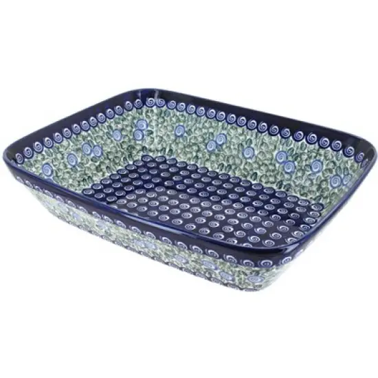 Blue Rose Polish Pottery 1351 Zaklady Large Deep Baker image {3}