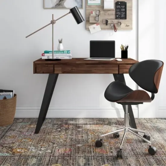 Mitchell Small Desk Distressed Charcoal Brown - WyndenHall image {1}
