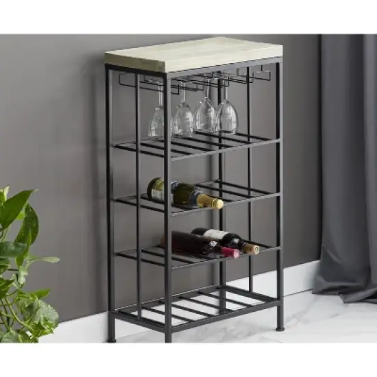 Industrial Metal Rectangle Wine Rack Black - Olivia & May image {1}