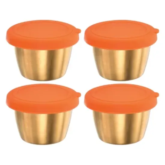 Unique Bargains Silicone Stainless Steel Leak-proof Orange Lids Food Containers image {7}