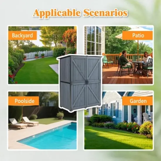 GDFStudio Morton Modern 69" Fir Wood and Metal Outdoor Waterproof Storage Shed image {7}